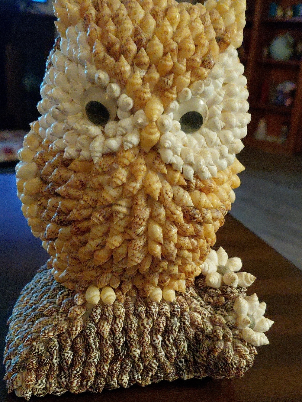 Handcrafted Owl Bird Ornament in Tan and White